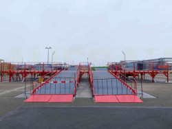 Rampy załadunkowe umożliwiające jednoczesny załadunek czterech ciężarówek Rampy załadunkowe umożliwiające jednoczesny załadunek czterech ciężarówek